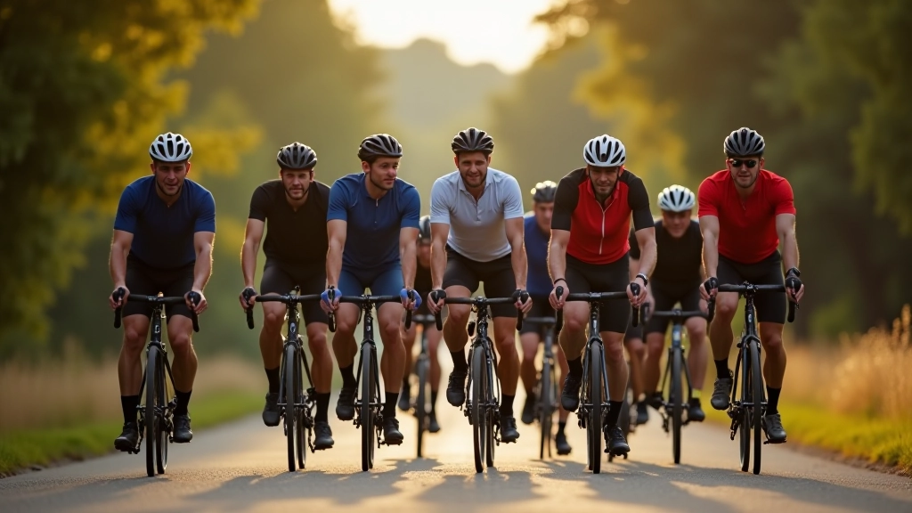 Group of experienced cyclists preparing for a weekend ride together