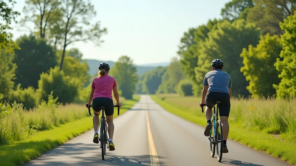 Scenic peaceful cycling route through countryside landscape perfect for group rides